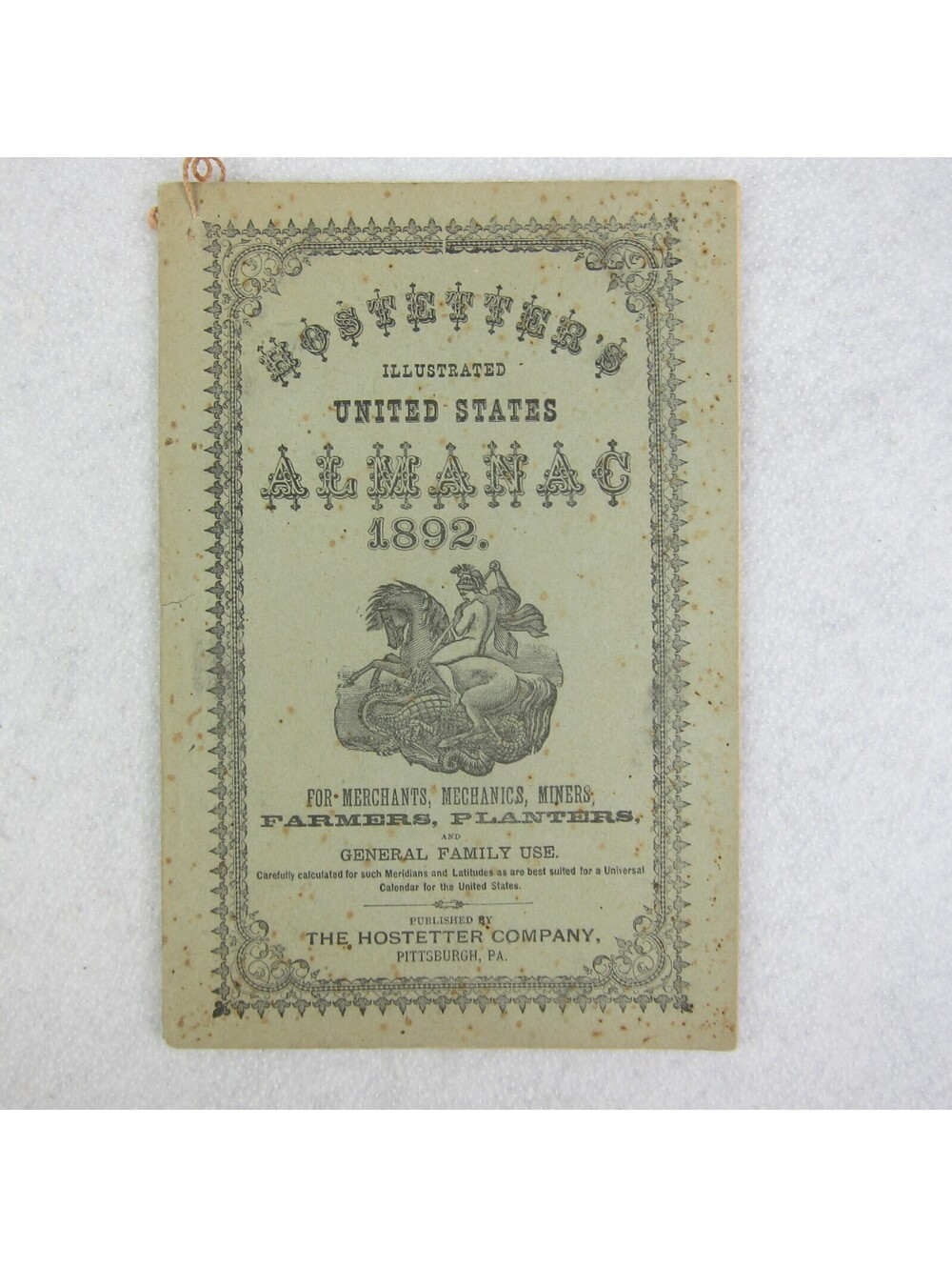 Hostetter's Almanac Quack Medicine Medical Advertising Antique 1892 RARE